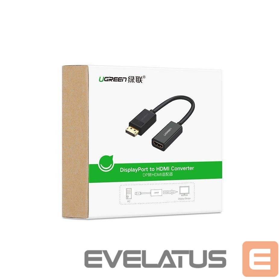 Kabelis Ugreen Cable from DisplayPort (Male) to HDMI (Female) (Unidirectional) 1080P 60Hz 12bit Black (40362)