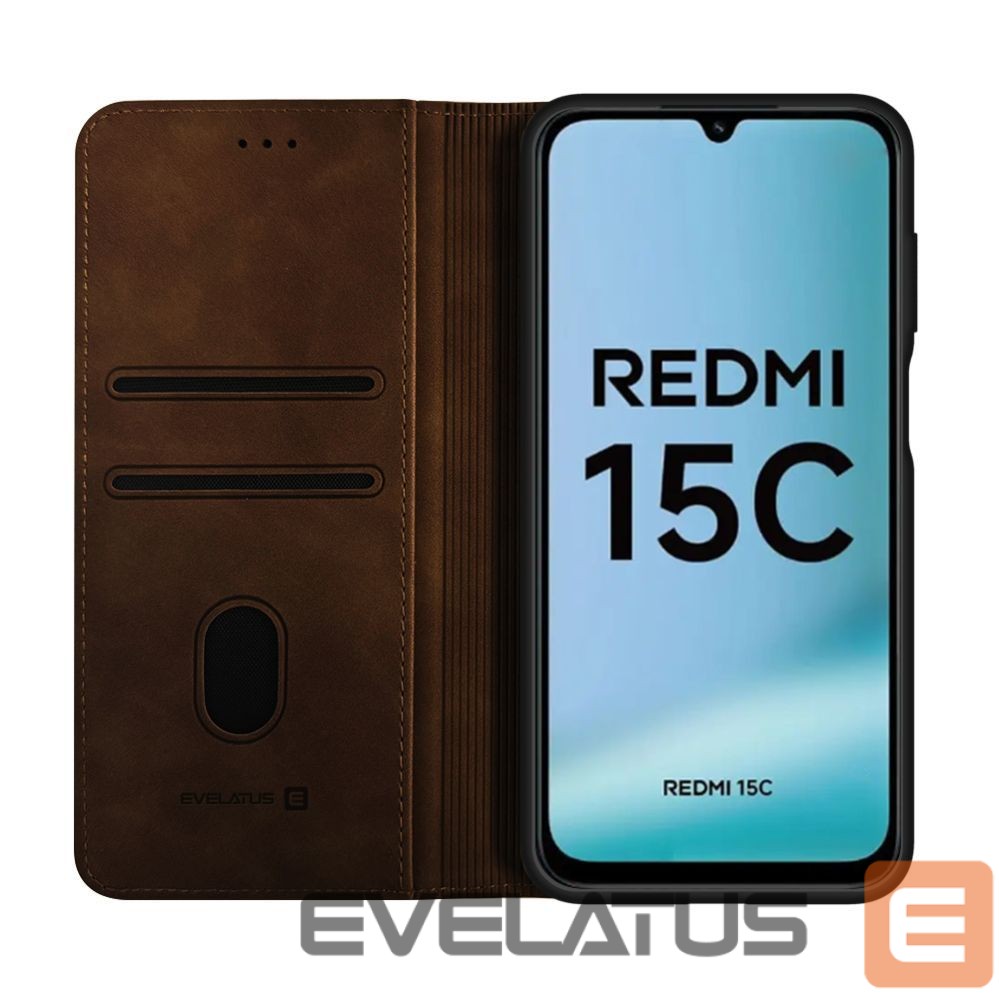Atveramie maciņi Evelatus Xiaomi Redmi 15C 4G/5G Book Case Folio Brown
