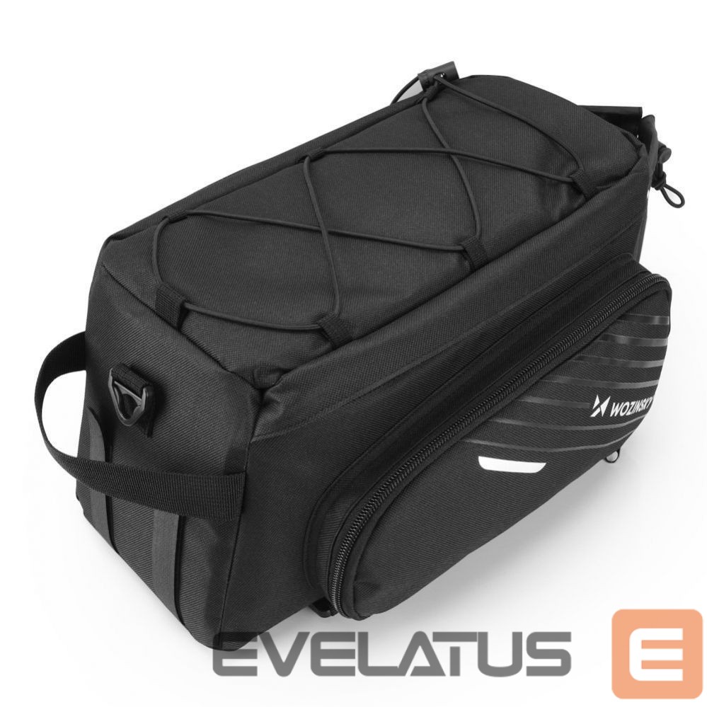 Piederums velosipēdiem Wozinsky Wozinsky Bike Pannier Rack Bag with Shoulder Strap 9L (Rain Cover Included) Black (WBB22BK)