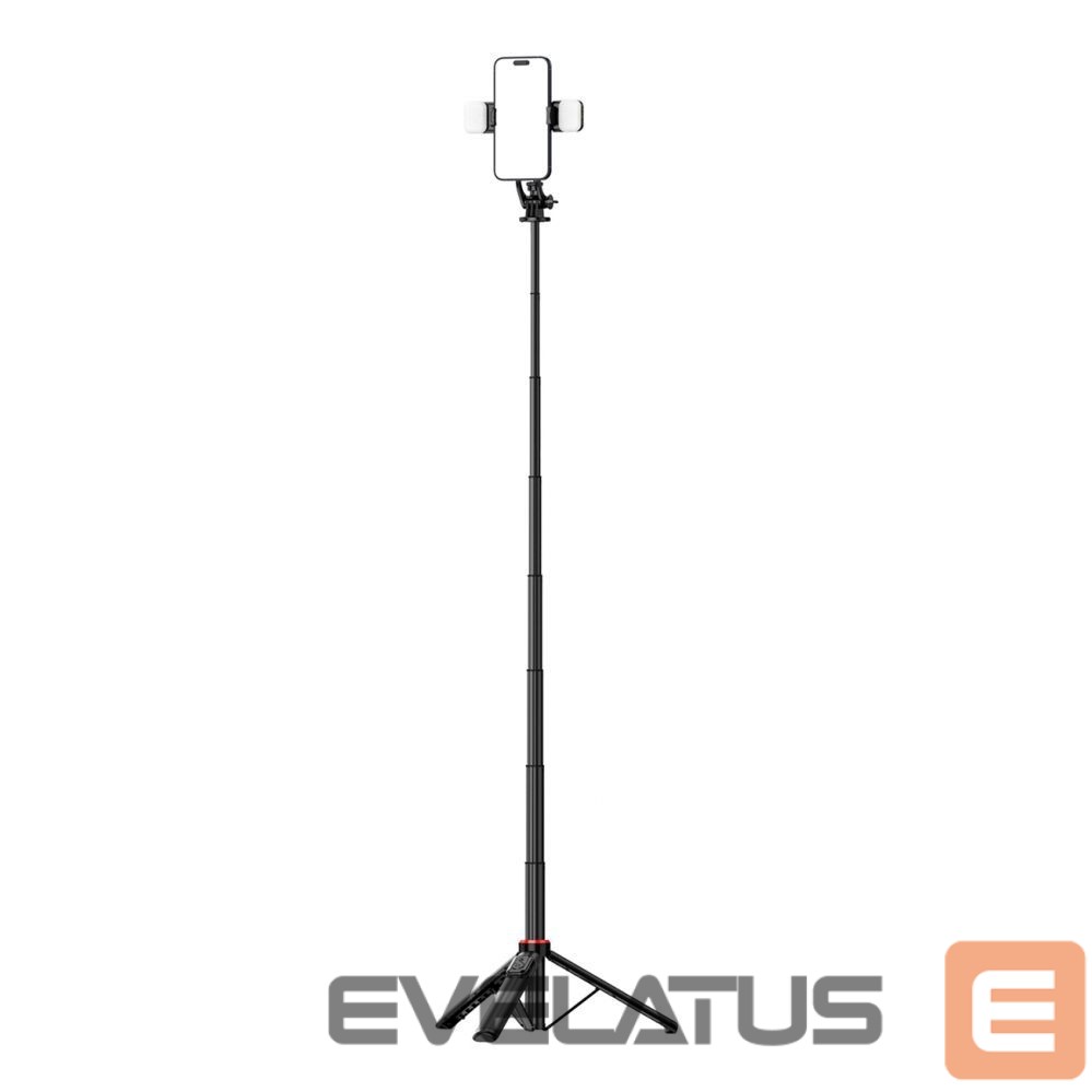 Foto un video aksesuārs Hurtel Selfie stick WC12YDS 1.3m aluminum alloy telescopic tripod with dual lamp and phone holder - black