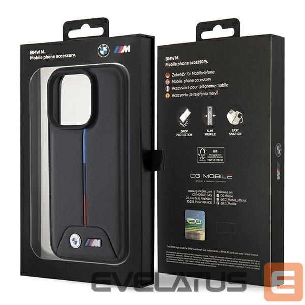 Aizmugurējais vāciņš BMW BMW Quilted Tricolor iPhone 15 Pro Case - Black