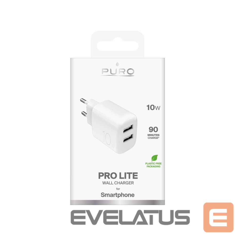 Adapteris Puro Puro PROLITE 10W 2x USB-A Wall Charger - White