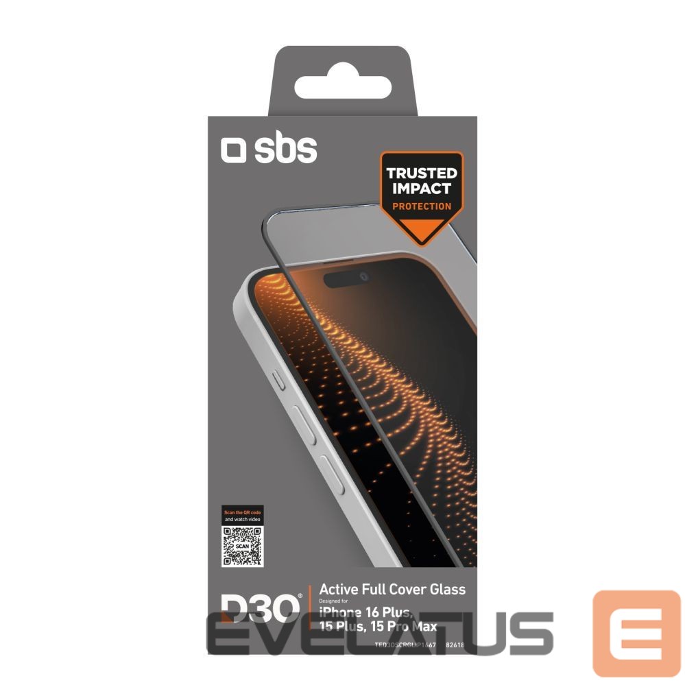 Aizsargstikls SBS SBS Tempered Glass D3O with frame for iPhone 16 Plus / iPhone 15 Plus