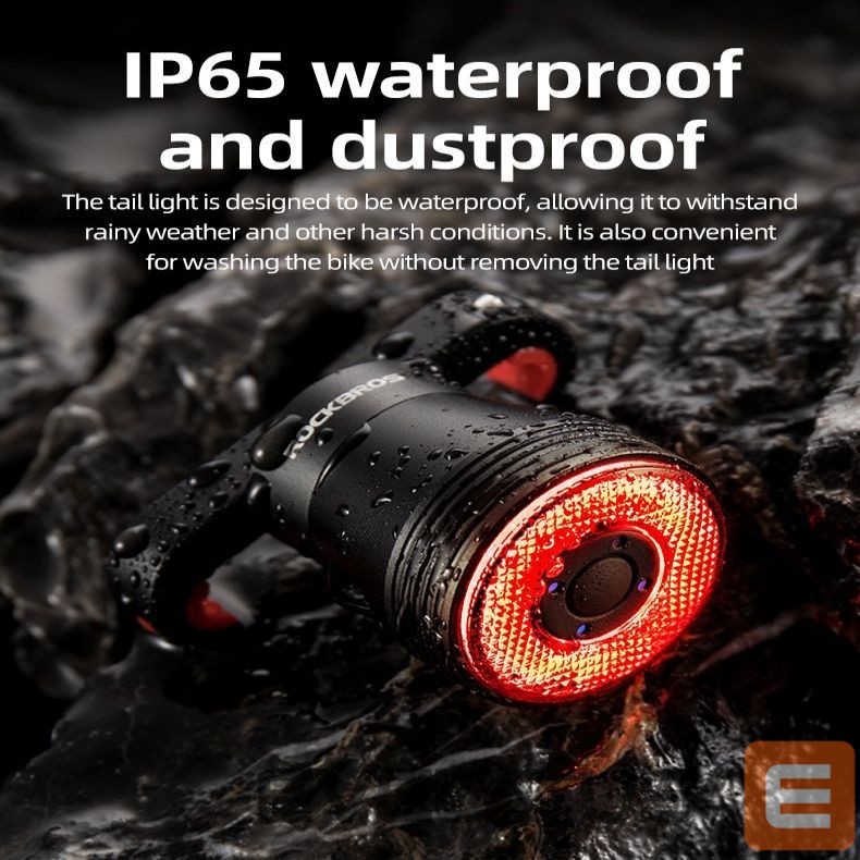 Piederums velosipēdiem Rockbros Rockbros Q5 Rear Bike Light with Intelligent Stop System - Black