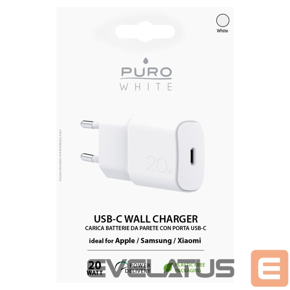 Adapteris Puro Elektrik Puro White 20W Power Delivery USB-C Wall Charger - White