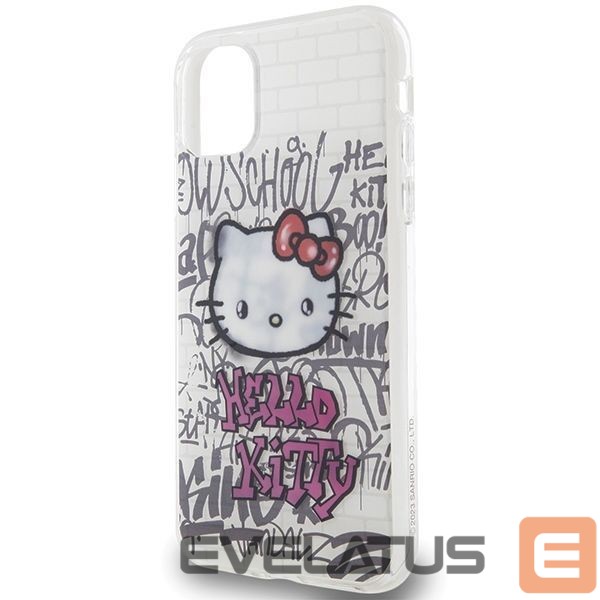 Aizmugurējais vāciņš Hello Kitty Hello Kitty IML Kitty On Bricks Graffiti case for iPhone 11 / Xr - white