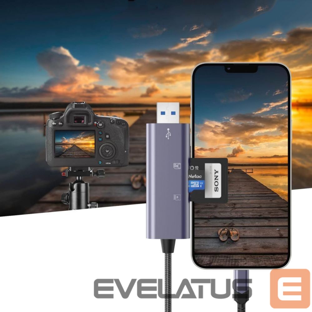 Zibatmiņa Tech-Protect Tech-Protect UltraBoost SD/micro SD Card Reader with Lightning /USB-A Connector - Gray