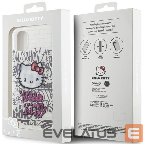Aizmugurējais vāciņš Hello Kitty Hello Kitty IML Kitty On Bricks Graffiti case for iPhone 11 / Xr - white