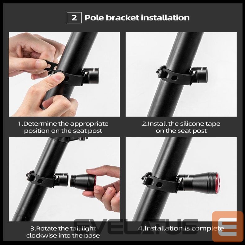 Piederums velosipēdiem Rockbros Rockbros Q5 Rear Bike Light with Intelligent Stop System - Black
