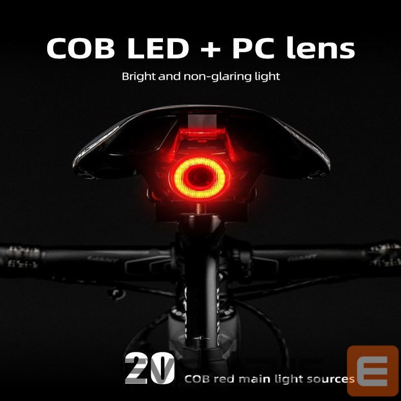Piederums velosipēdiem Rockbros Rockbros Q5 Rear Bike Light with Intelligent Stop System - Black