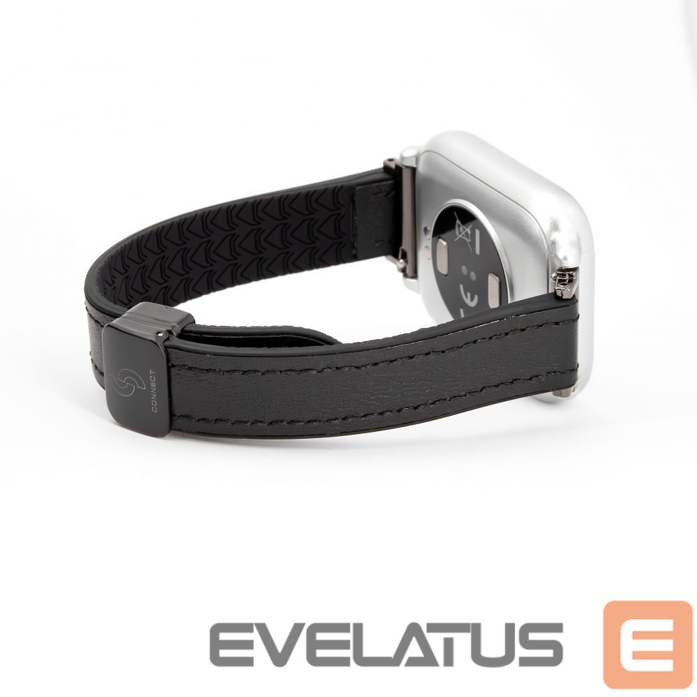 Siksniņa Connect 22mm Silicone Leather Watch Strap with Magnetic Black