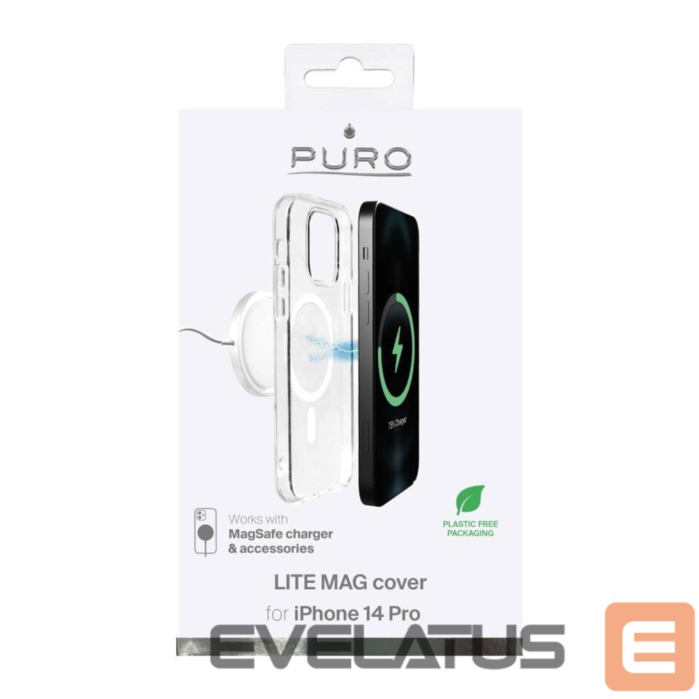 Aizmugurējais vāciņš Puro Puro Lite Mag MagSafe Silicone Case for iPhone 14 Pro - Transparent