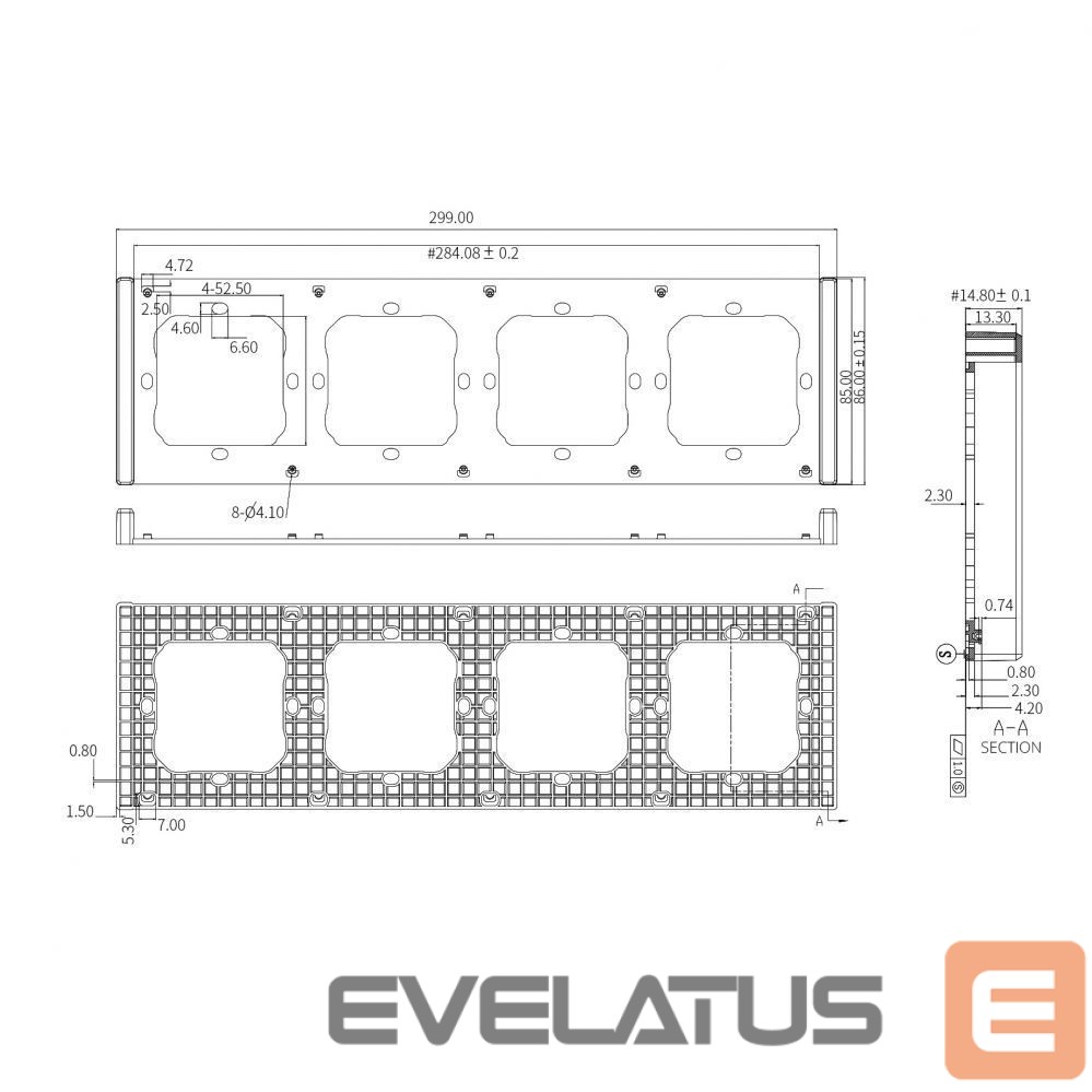 Viedierīce Sonoff Sonoff Quadruple Mounting Frame for Installing M5-80 Wall Switches