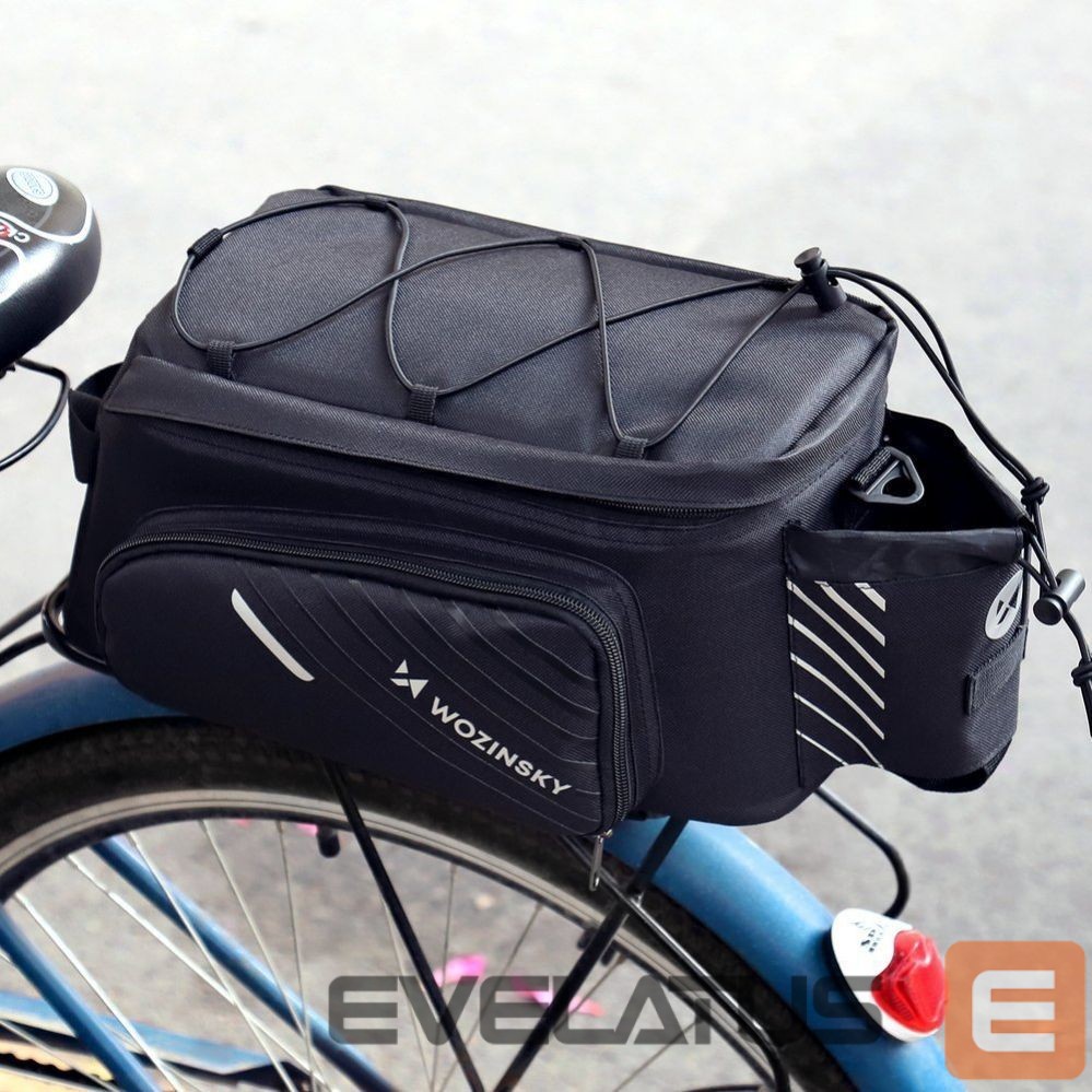 Piederums velosipēdiem Wozinsky Wozinsky Bike Pannier Rack Bag with Shoulder Strap 9L (Rain Cover Included) Black (WBB22BK)