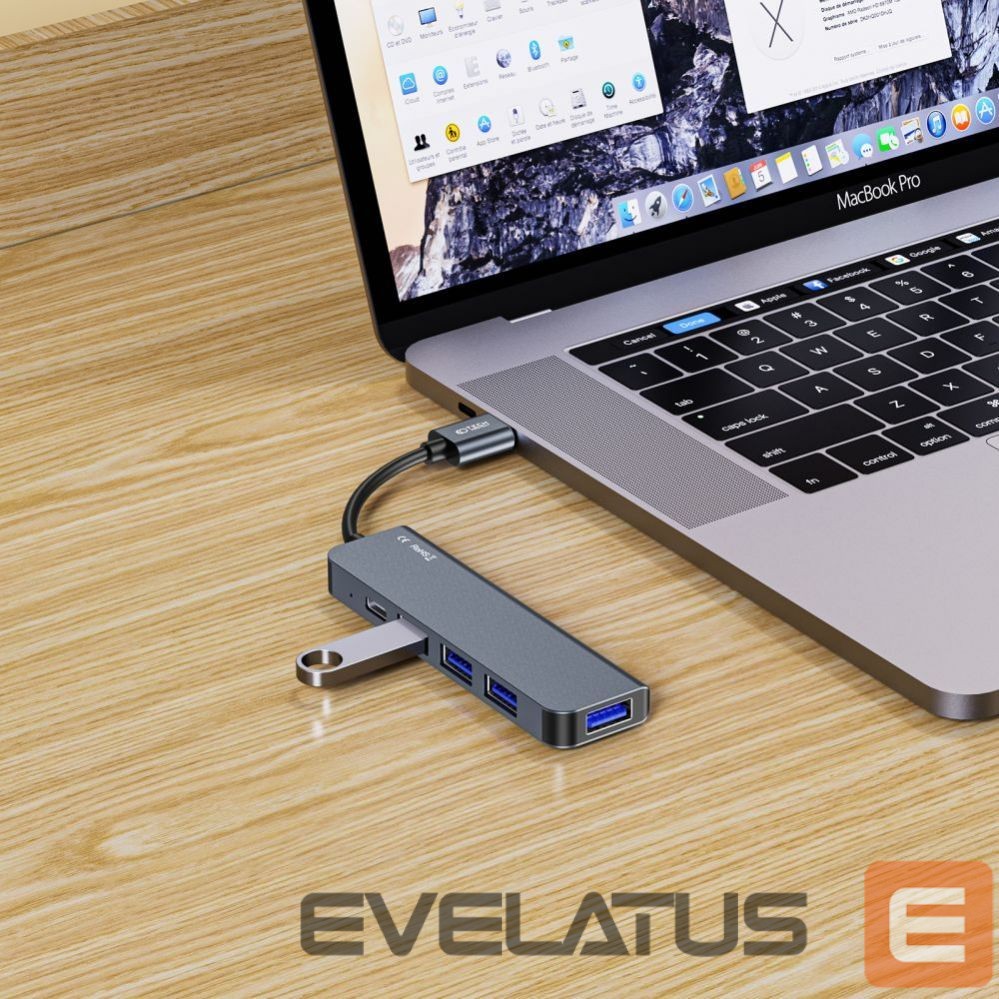 Cita datorprece Tech-Protect HUB Tech-Protect V0 5in1 USB-A - USB-A 3.0 / 3x USB-A 2.0 / USB-C - gray