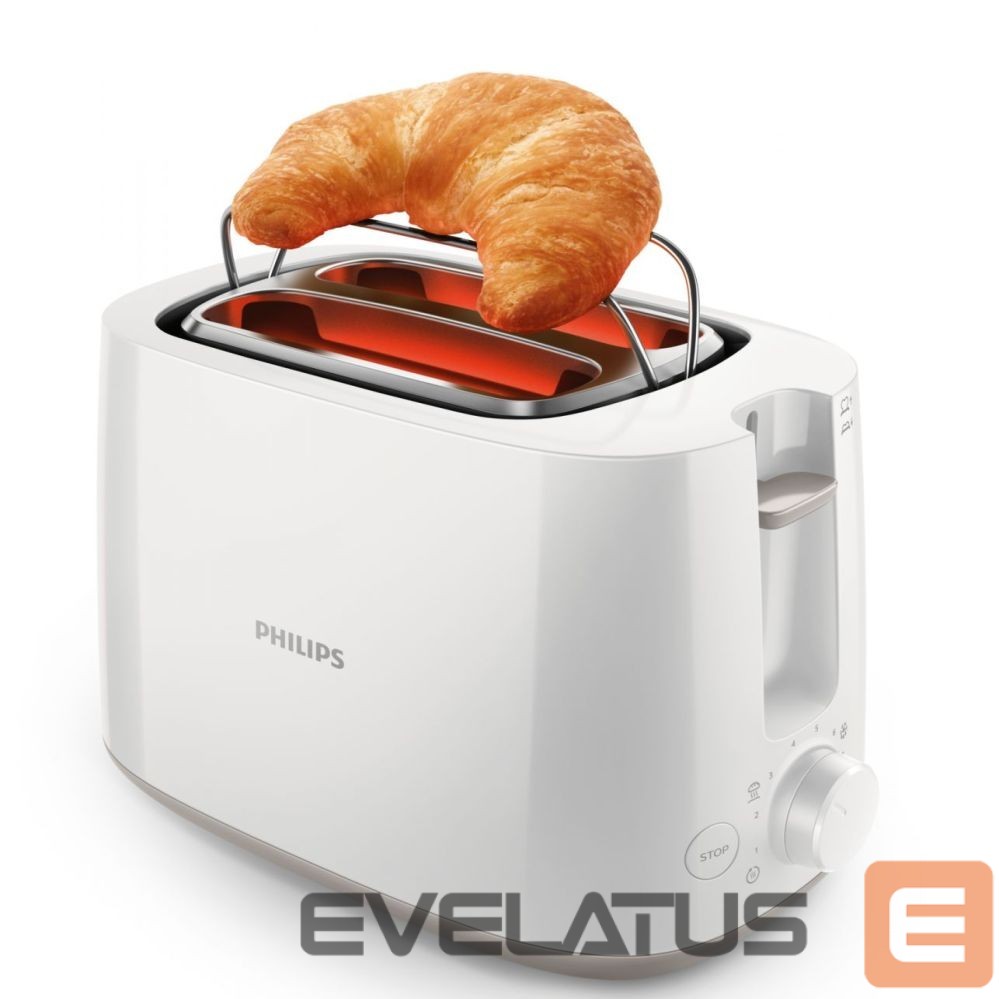 Tosters Philips Toaster HD2581/00 Daily Collection Power 760-900 W, Number of slots 2, Housing material Plastic, White