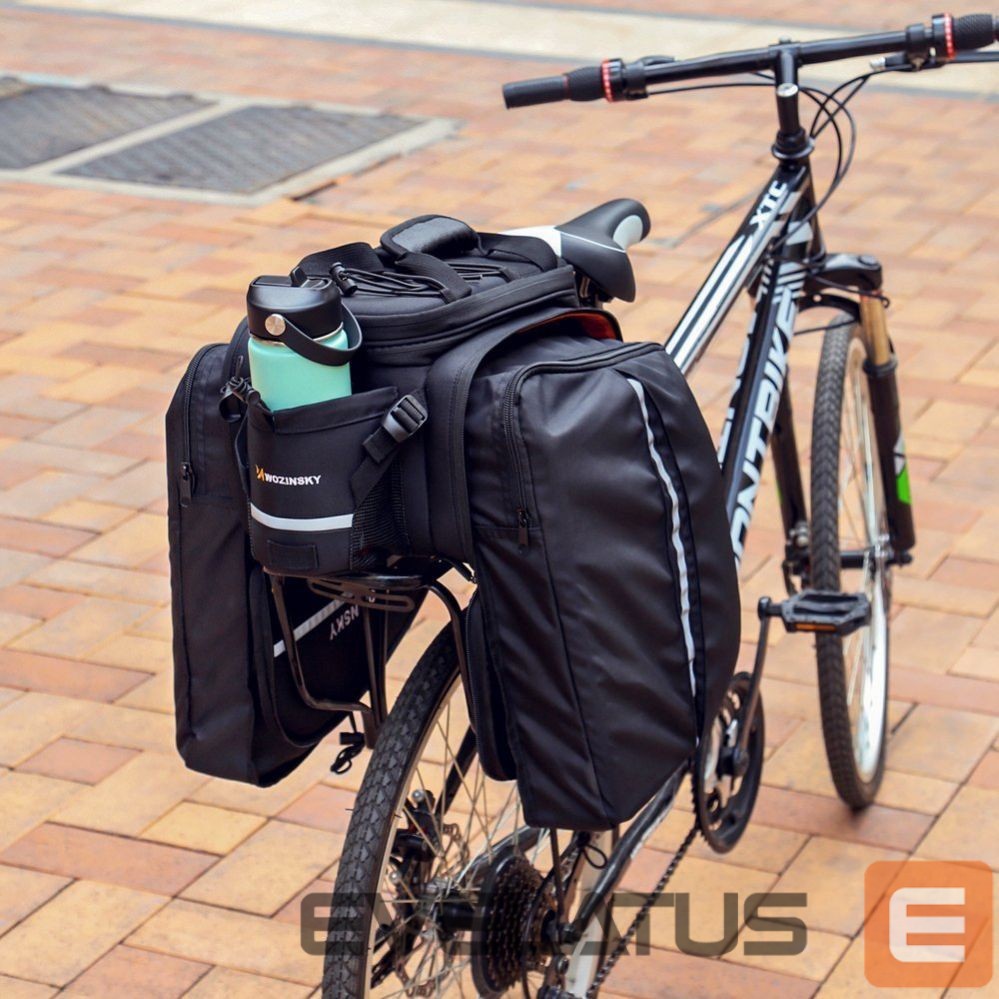 Piederums velosipēdiem Wozinsky Wozinsky large bike rack bag 35l + rain cover black (WBB19BK)