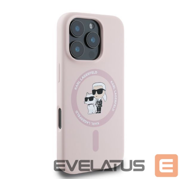 Aizmugurējais vāciņš Karl Lagerfeld Karl Lagerfeld Silicone Karl&Choupette Heads MagSafe Case for iPhone 16 Pro Max - Pink