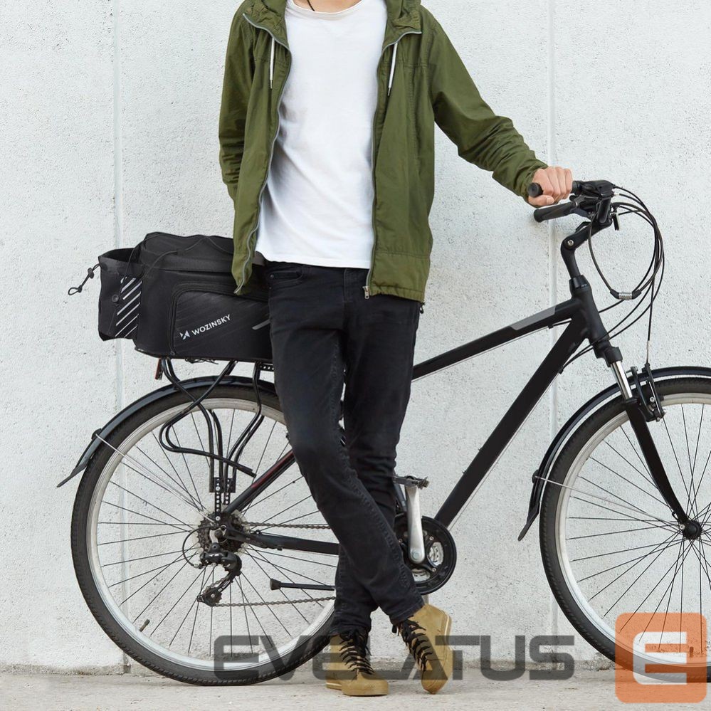 Piederums velosipēdiem Wozinsky Wozinsky Bike Pannier Rack Bag with Shoulder Strap 9L (Rain Cover Included) Black (WBB22BK)