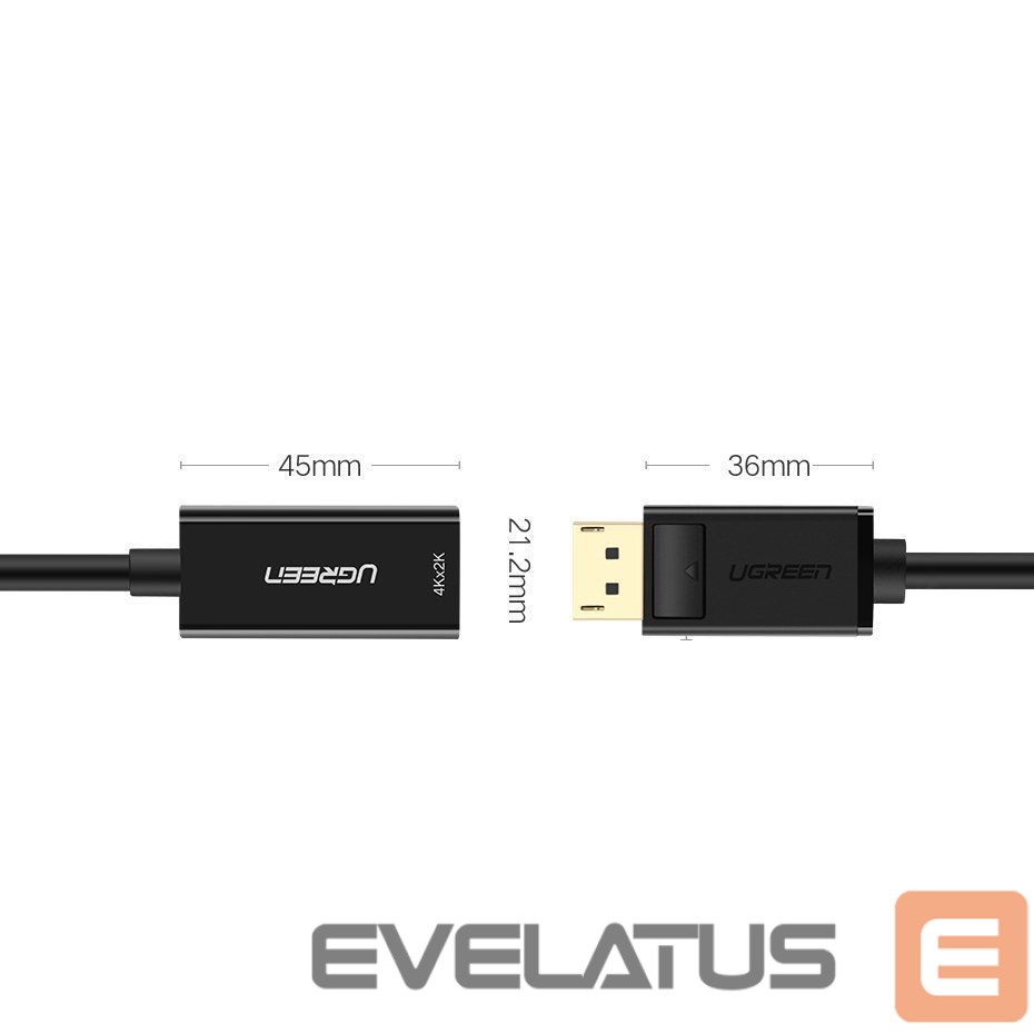 Kabelis Ugreen Cable from DisplayPort (Male) to HDMI (Female) (Unidirectional) 1080P 60Hz 12bit Black (40362)