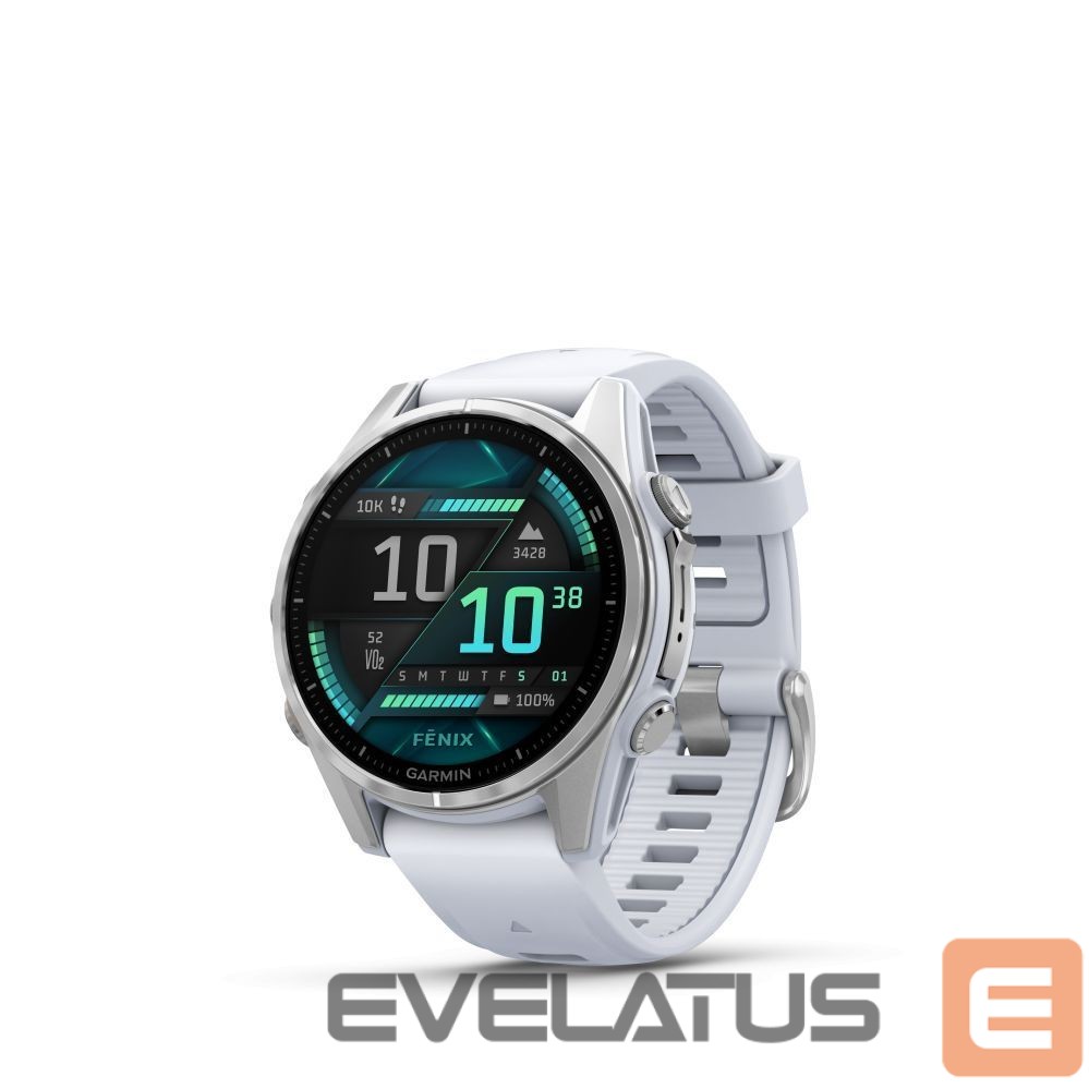 Viedpulksteni Garmin fenix 8 – 43 mm, AMOLED Silver with Whitestone silicone band / 010-02903-00