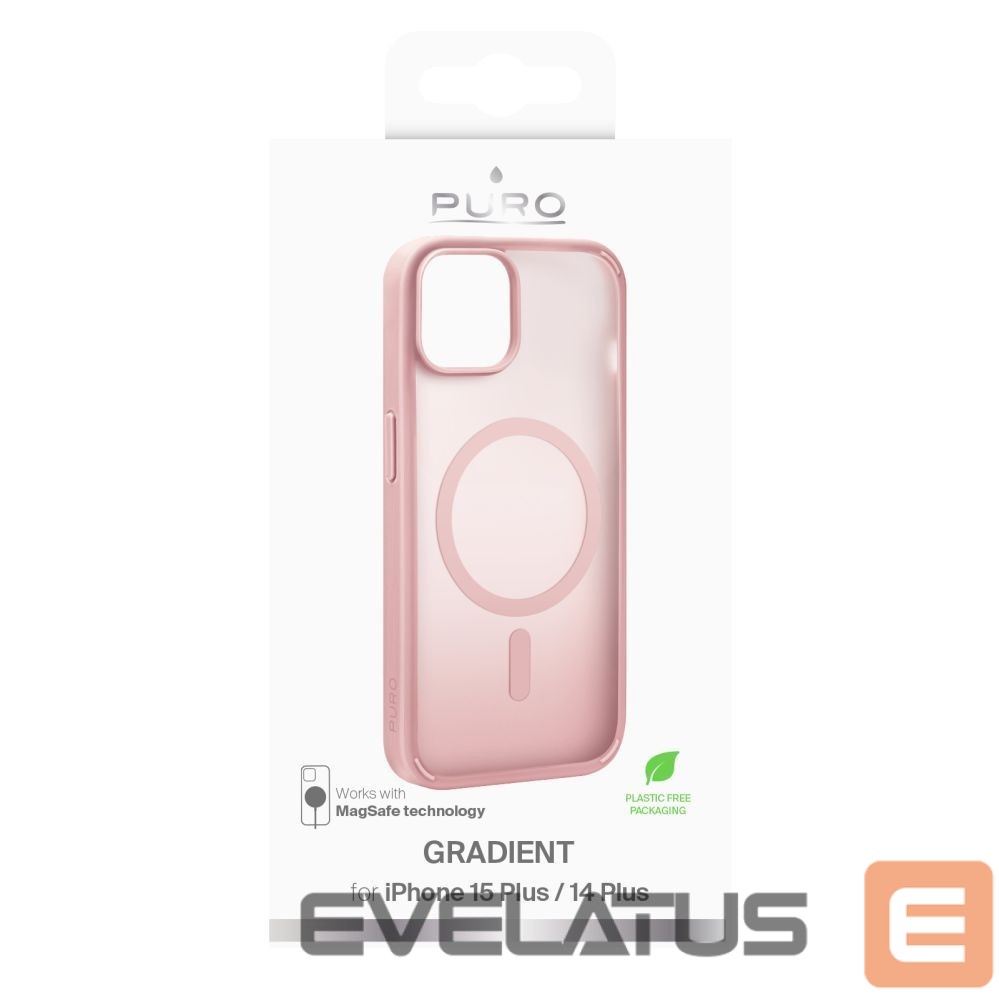 Aizmugurējais vāciņš Puro Puro Gradient MagSafe Silicone Case for iPhone 15 Plus - Pink