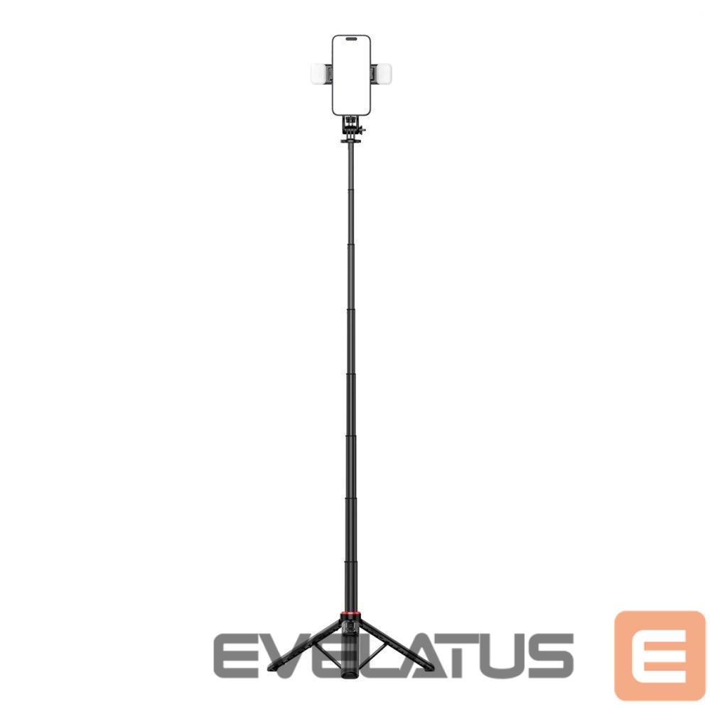 Foto un video aksesuārs Hurtel Selfie stick WC12YDS 1.3m aluminum alloy telescopic tripod with dual lamp and phone holder - black