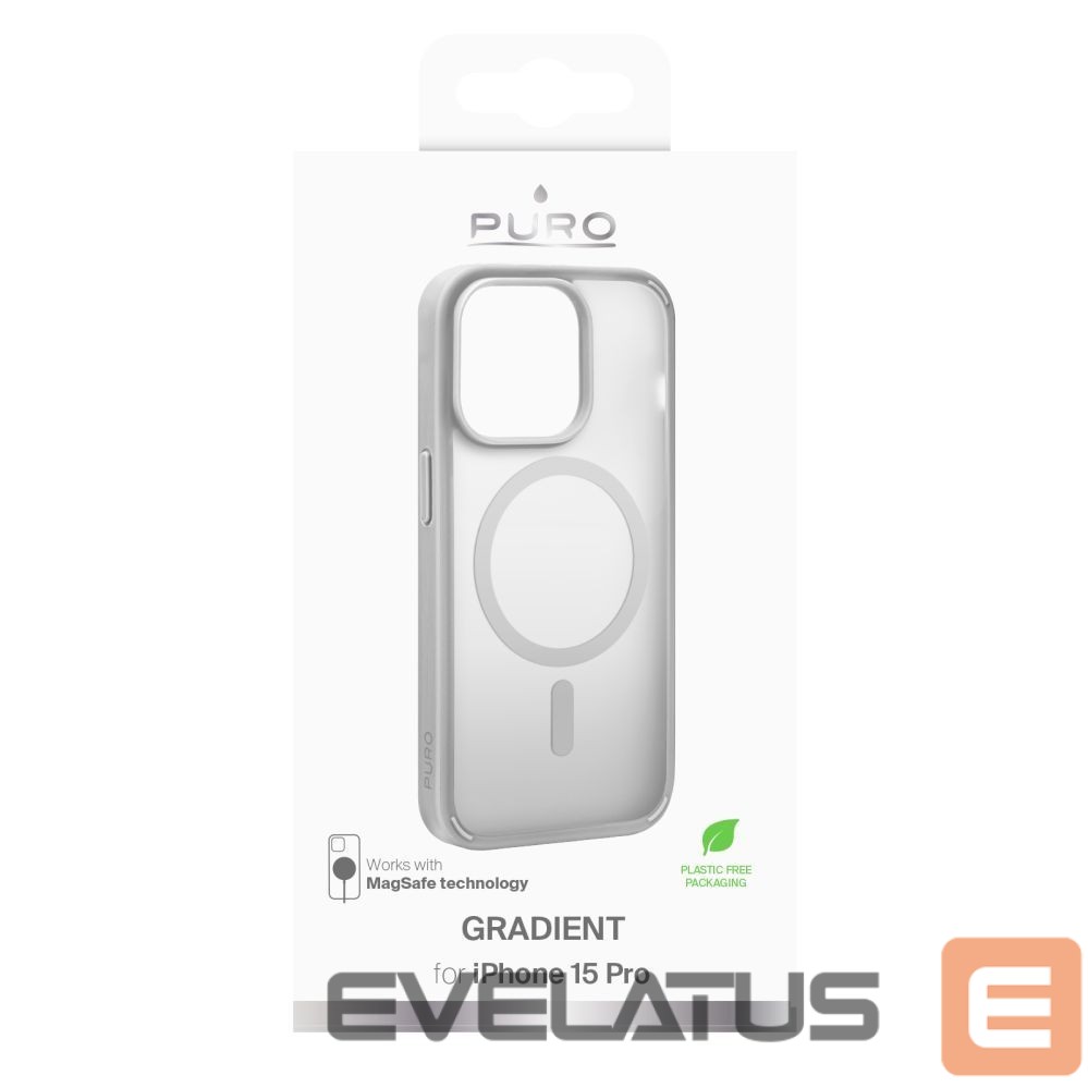 Aizmugurējais vāciņš Puro Puro Gradient MagSafe Silicone Case for iPhone 15 Pro - Silver