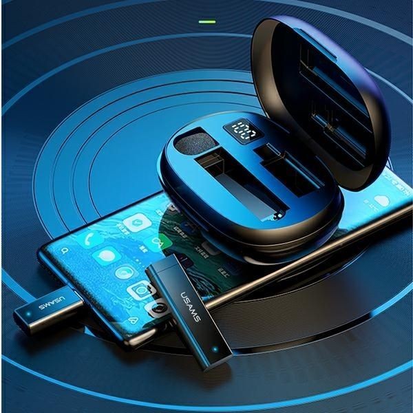 Bezvadu austiņas USAMS USAMS Bezprzewodowy mikrofon krawatowy ENC 2.4G Wireless Lavalier Microphone Lightning ZB244MKF01 (US-ZB244)