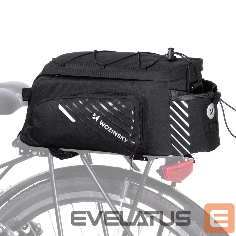 Piederums velosipēdiem Wozinsky Wozinsky Bike Pannier Rack Bag with Shoulder Strap 9L (Rain Cover Included) Black (WBB22BK)