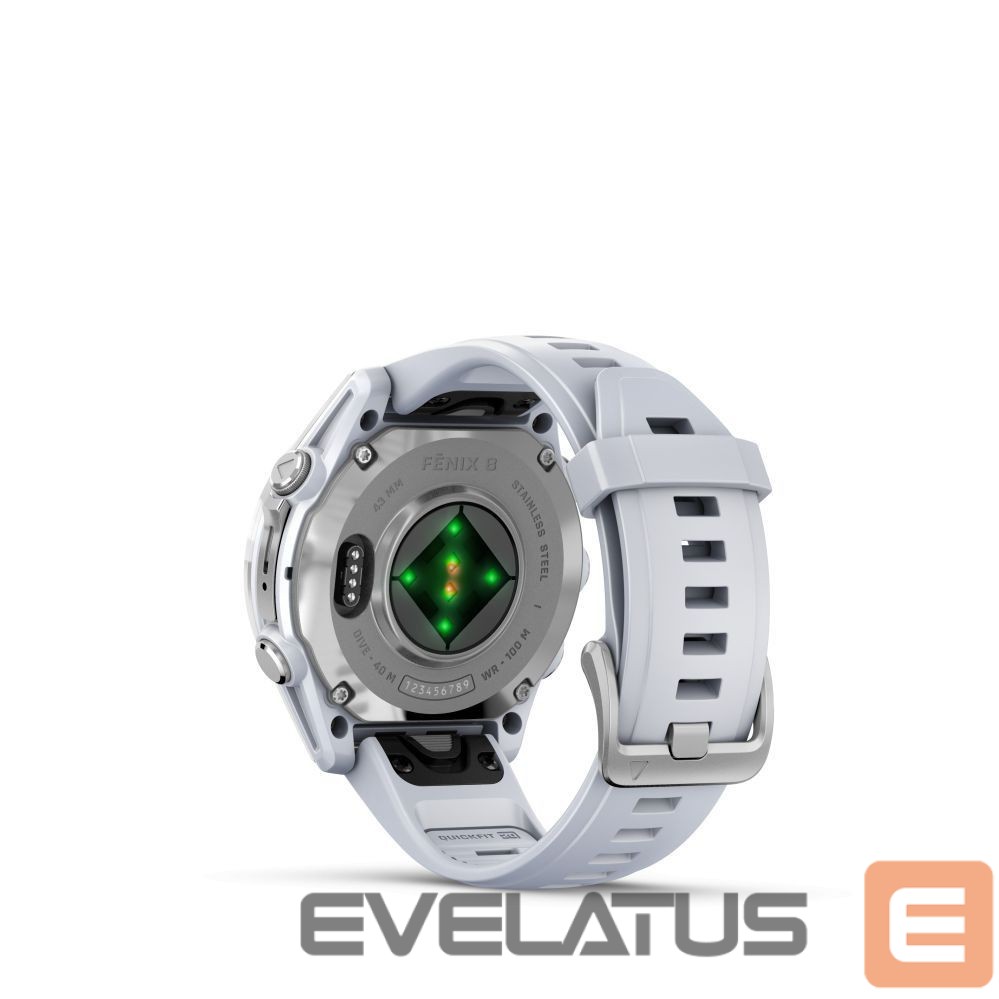 Viedpulksteni Garmin fenix 8 – 43 mm, AMOLED Silver with Whitestone silicone band / 010-02903-00