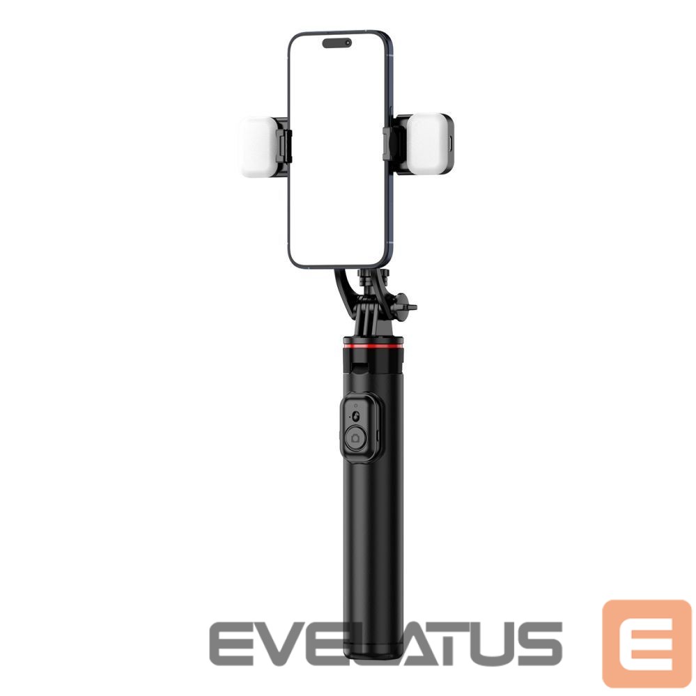 Foto un video aksesuārs Hurtel Selfie stick WC12YDS 1.3m aluminum alloy telescopic tripod with dual lamp and phone holder - black