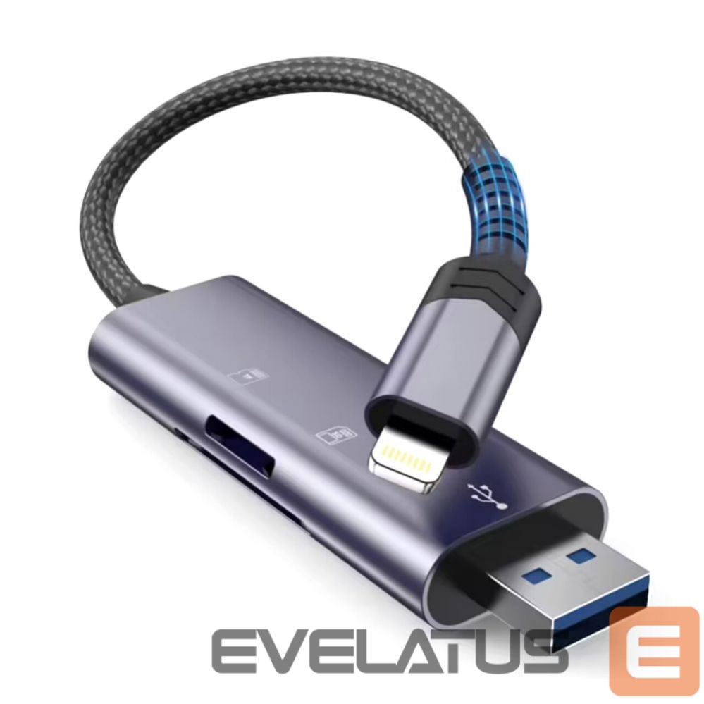 Zibatmiņa Tech-Protect Tech-Protect UltraBoost SD/micro SD Card Reader with Lightning /USB-A Connector - Gray