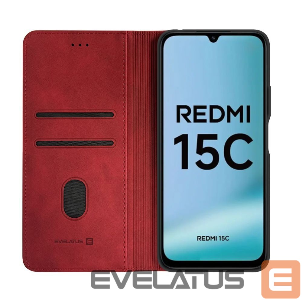 Atveramie maciņi Evelatus Xiaomi Redmi 15C 4G/5G Book Case Folio Red