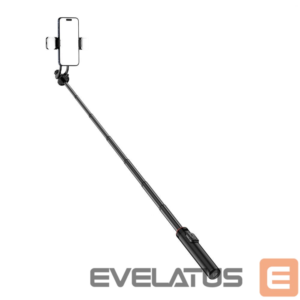 Foto un video aksesuārs Hurtel Selfie stick WC12YDS 1.3m aluminum alloy telescopic tripod with dual lamp and phone holder - black