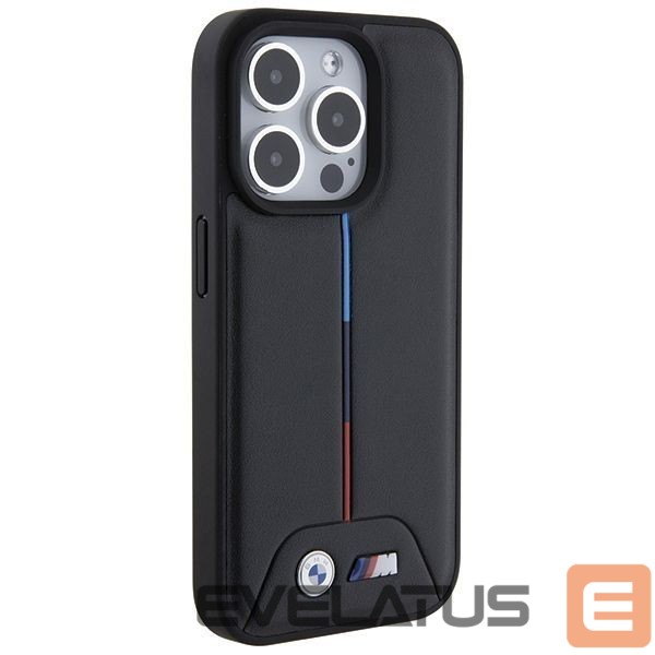 Aizmugurējais vāciņš BMW BMW Quilted Tricolor iPhone 15 Pro Case - Black