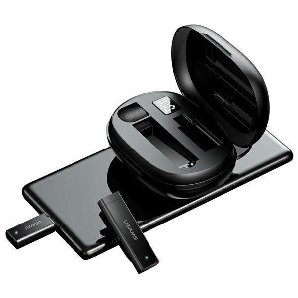 Bezvadu austiņas USAMS USAMS Bezprzewodowy mikrofon krawatowy ENC 2.4G Wireless Lavalier Microphone Lightning ZB244MKF01 (US-ZB244)