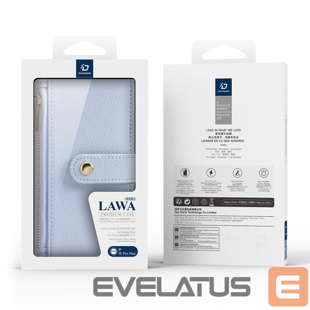 Aizmugurējais vāciņš Dux Ducis Dux Ducis Lawa Leather Case for iPhone 15 Pro - Blue