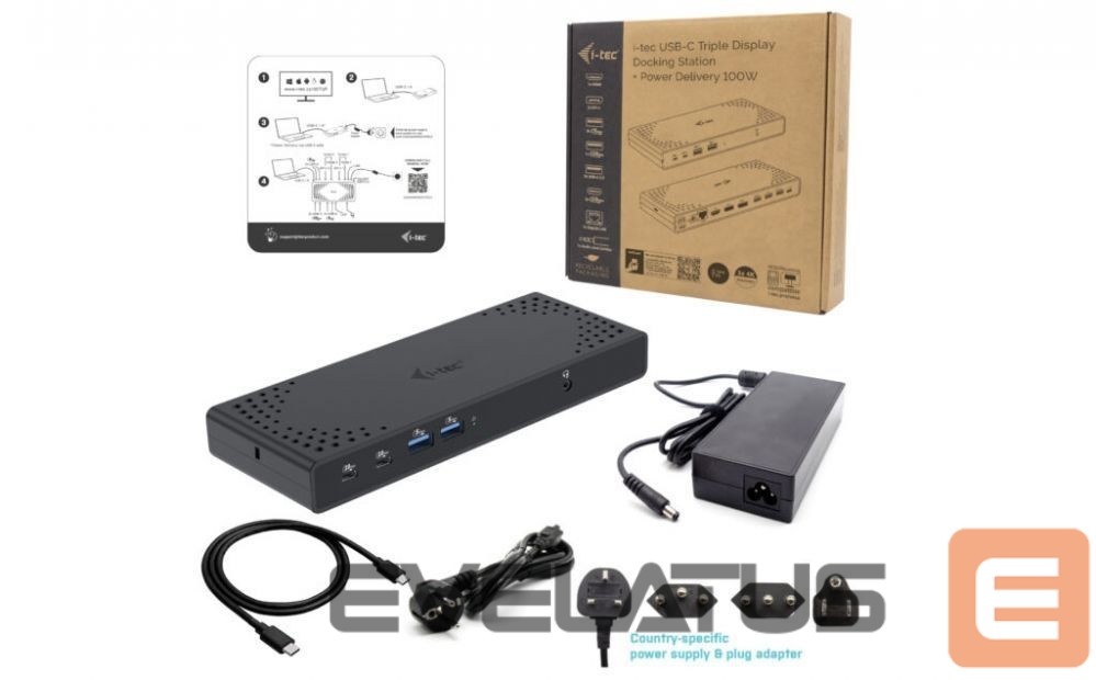 Datortehnikas aksesuāri I-TEC I-TEC USB-C Tripledock PD 100W
