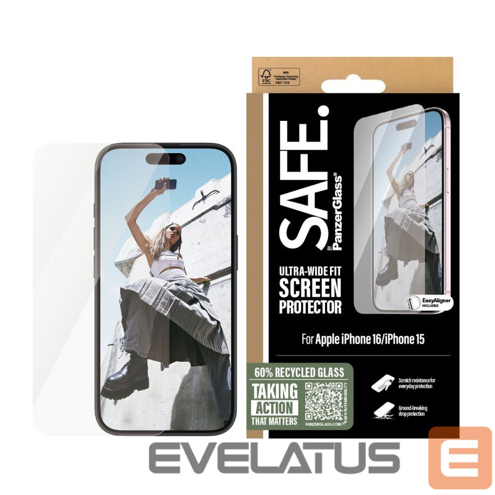 Aizmugurējais vāciņš PanzerGlass SAFE by Screen Protector iPhone 16 | Ultra-Wide Fit |