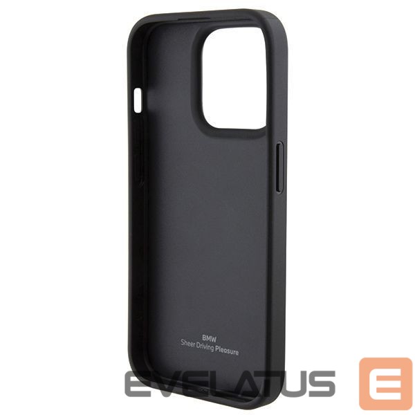 Aizmugurējais vāciņš BMW BMW Leather Textured & Stripe iPhone 15 Pro Max Case - Black
