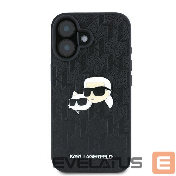 Cits mobilo telefonu aksesuārs Karl Lagerfeld Karl Lagerfeld Monogram Karl & Choupette Head Pin iPhone 16 Case - Black