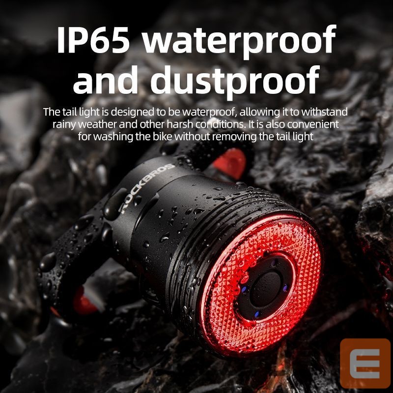 Piederums velosipēdiem Rockbros Rockbros Q5 Rear Bike Light with Intelligent Stop System - Black