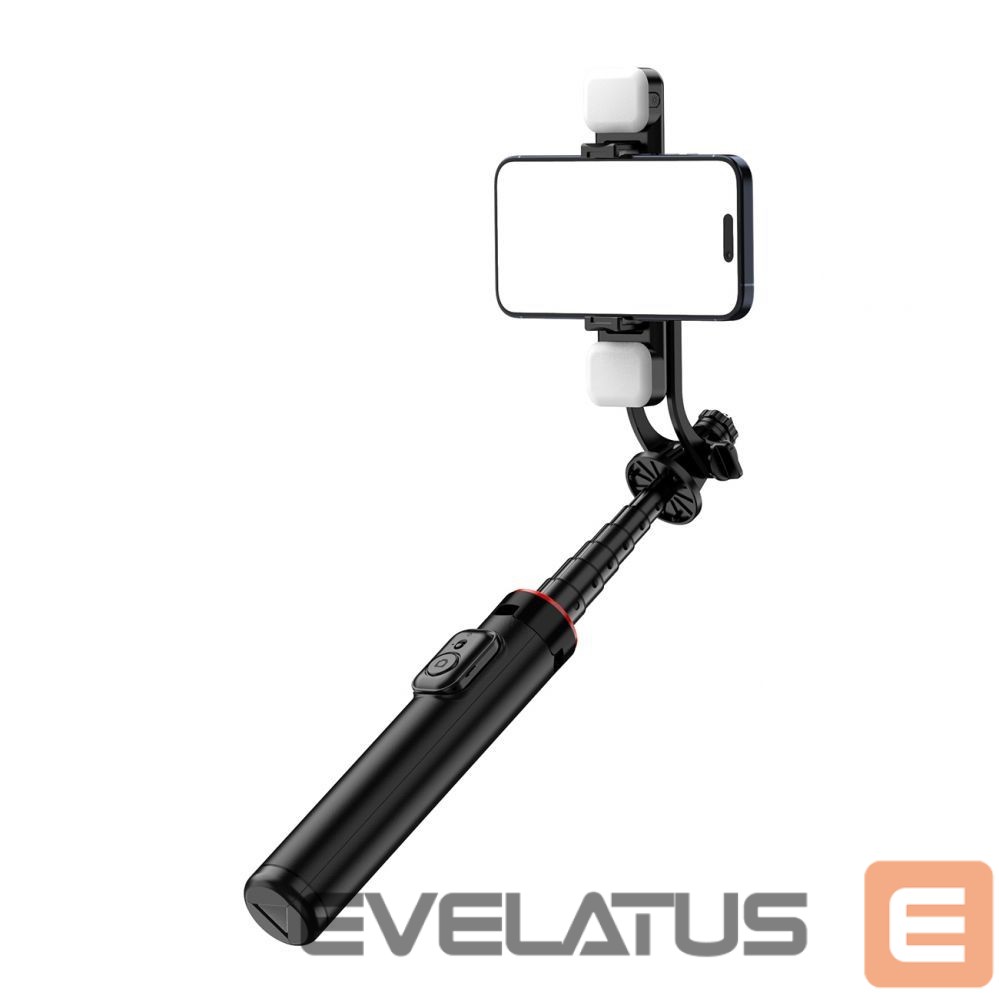 Foto un video aksesuārs Hurtel Selfie stick WC12YDS 1.3m aluminum alloy telescopic tripod with dual lamp and phone holder - black