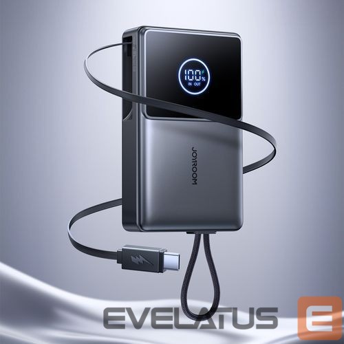 Ārējais akumulators Joyroom JR-PR1 10000mAh 22.5W Powerbank with Built-in Retractable USB-C Cable Black
