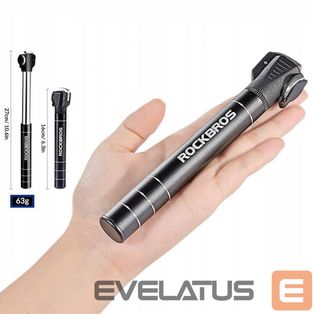 Piederums velosipēdiem Rockbros Rockbros JG-1040B bicycle pump small - black