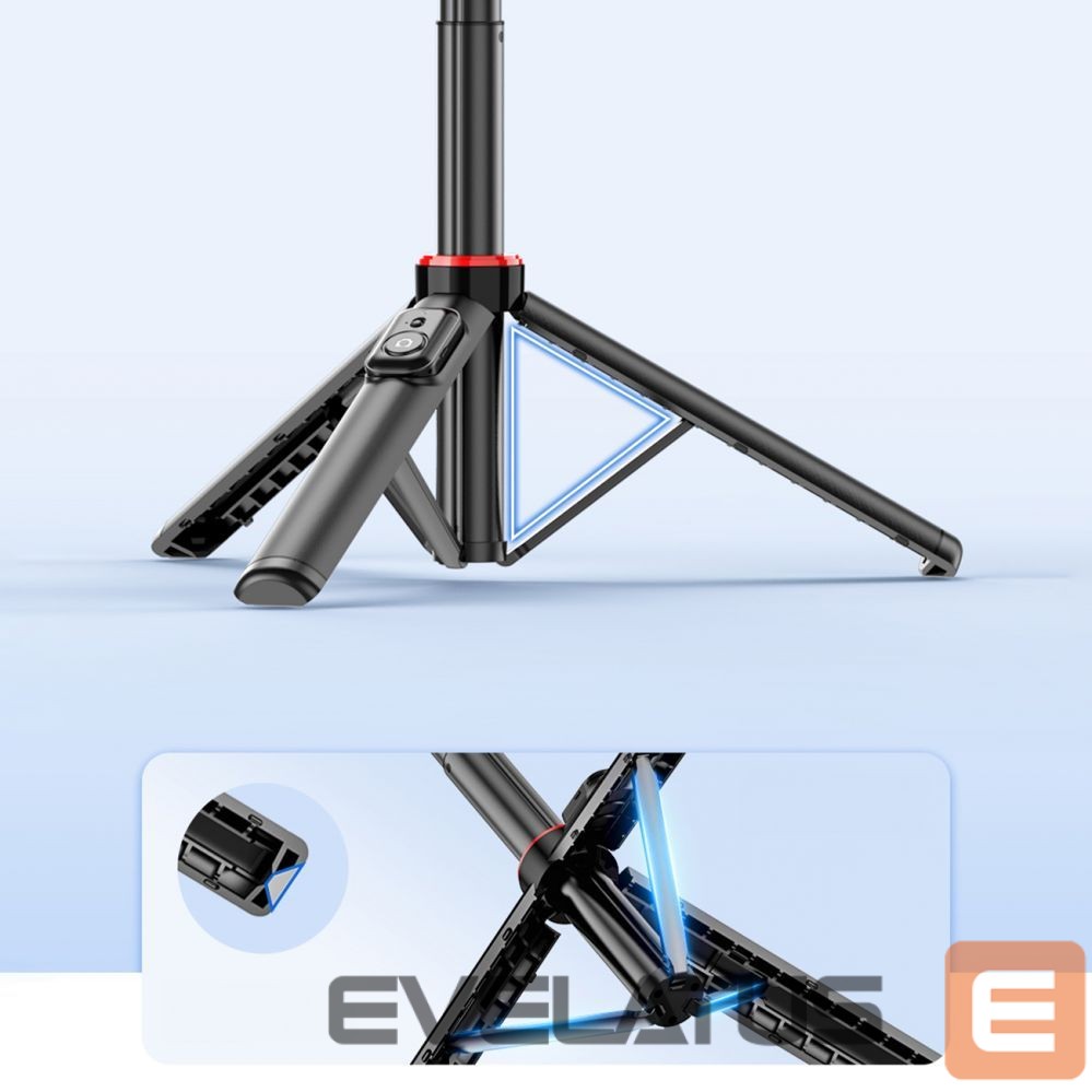 Foto un video aksesuārs Hurtel Selfie stick WC12YDS 1.3m aluminum alloy telescopic tripod with dual lamp and phone holder - black