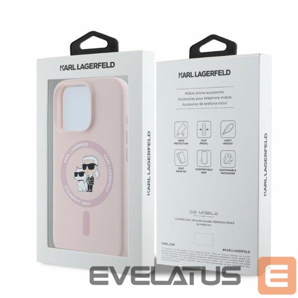 Aizmugurējais vāciņš Karl Lagerfeld Karl Lagerfeld Silicone Karl&Choupette Heads MagSafe Case for iPhone 16 Pro Max - Pink