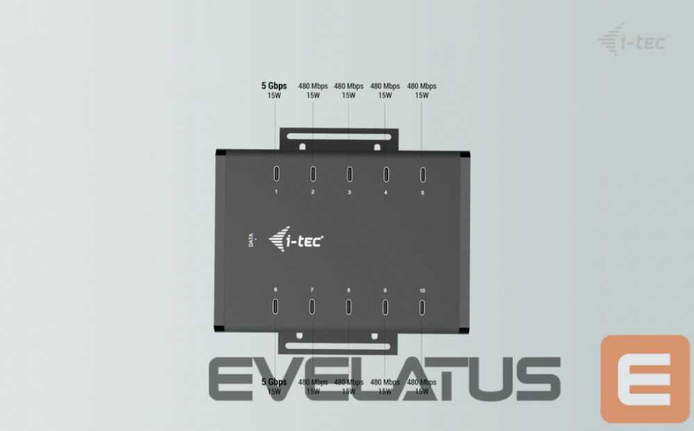 Datortehnikas aksesuāri I-TEC I-TEC USB-C/USB-A Charging HUB 10 Port