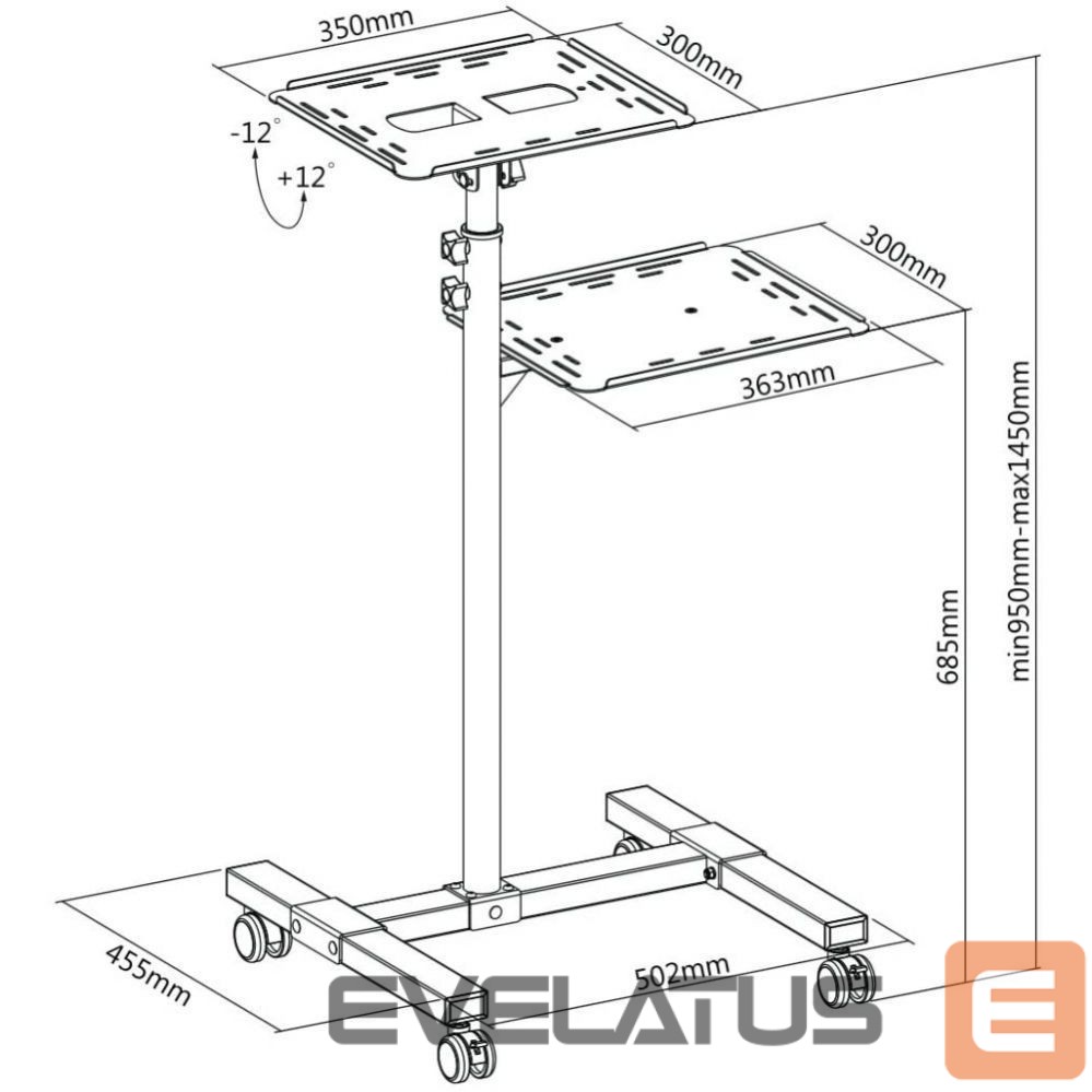 Ekrāna aizsardzība Techly TECHLY Universal Adjustable Trolley